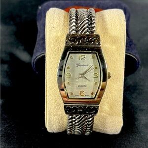 Generra women’s brand watch silver face with clamp, silver, and black 26mm